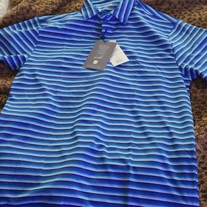 Blue stripe golf polo